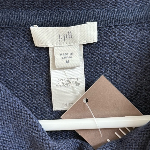 J Jill Women Size M Blue Aztec Knit Funnel Neck Sweater Poncho Boho Southwestern - Picture 6 of 10